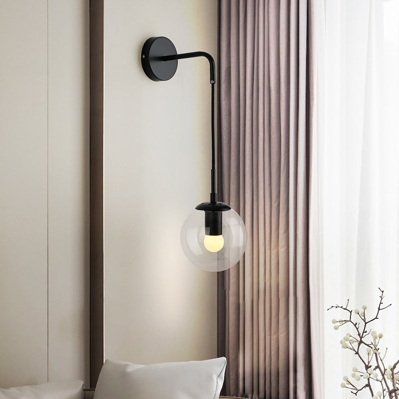 Modern Minimalist Globe Iron Glass 1-Light Wall Sconce Lamp