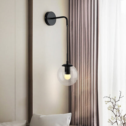 Modern Minimalist Globe Iron Glass 1-Light Wall Sconce Lamp