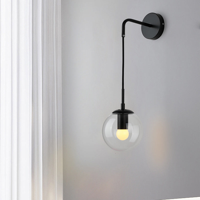 Modern Minimalist Globe Iron Glass 1-Light Wall Sconce Lamp