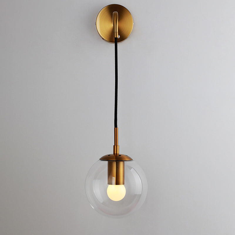 Modern Minimalist Globe Iron Glass 1-Light Wall Sconce Lamp