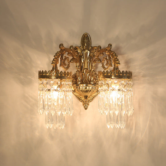 French Teardrop Copper Crystal 1/2-Light Wall Sconce Lamp