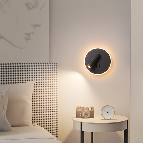 Modern Minimalist Round Iron PVC LED Wall Sconce Lamp