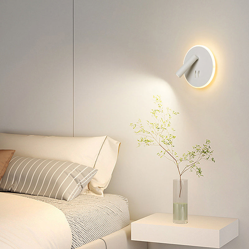 Modern Minimalist Round Iron PVC LED Wall Sconce Lamp
