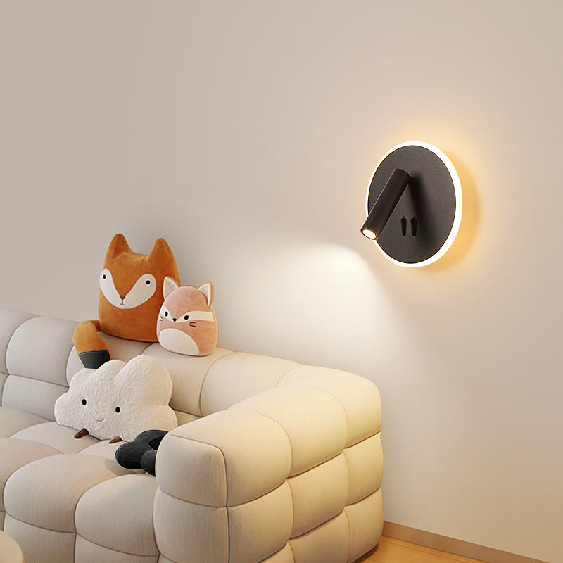 Modern Minimalist Round Iron PVC LED Wall Sconce Lamp