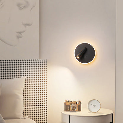 Modern Minimalist Round Iron PVC LED Wall Sconce Lamp