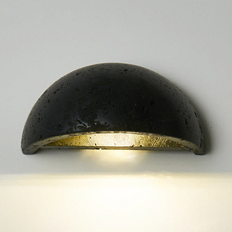 Japanese Semicircle Stone 1-Light Wall Sconce Lamp