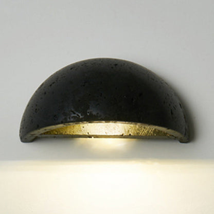 Japanese Semicircle Stone 1-Light Wall Sconce Lamp