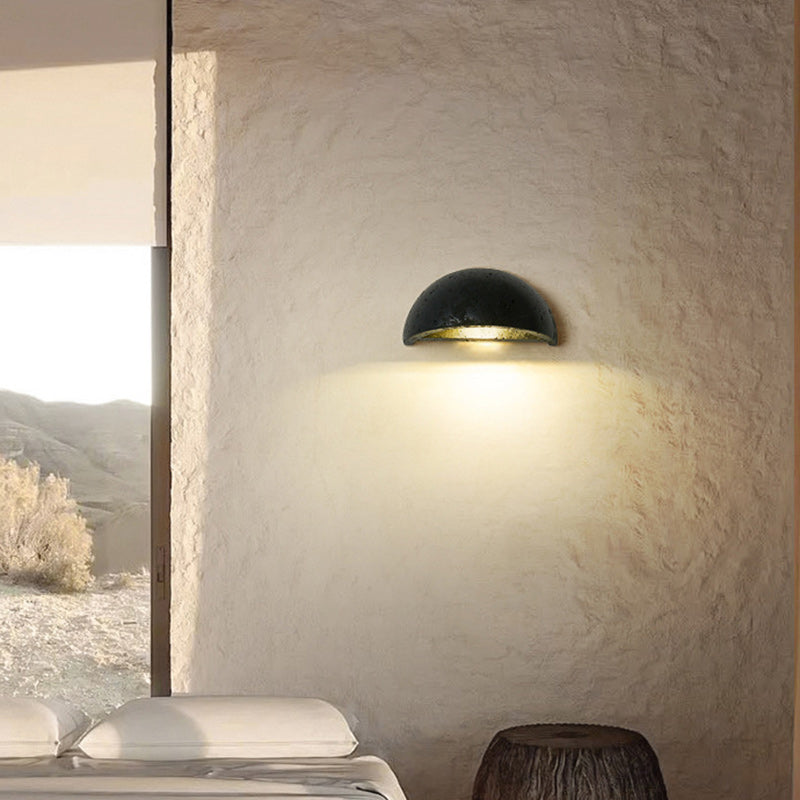 Japanese Semicircle Stone 1-Light Wall Sconce Lamp