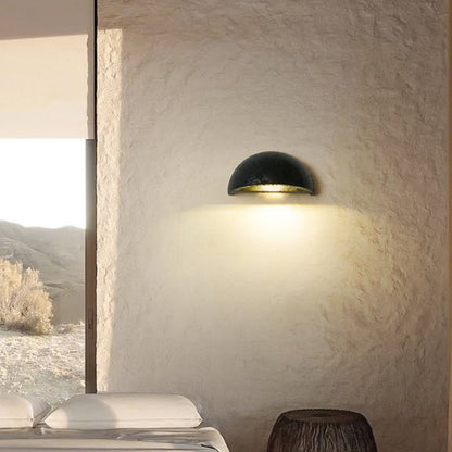 Japanese Semicircle Stone 1-Light Wall Sconce Lamp