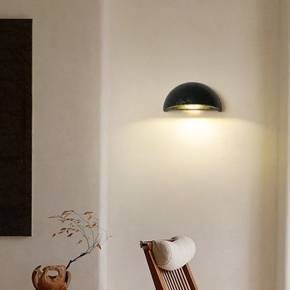 Japanese Semicircle Stone 1-Light Wall Sconce Lamp