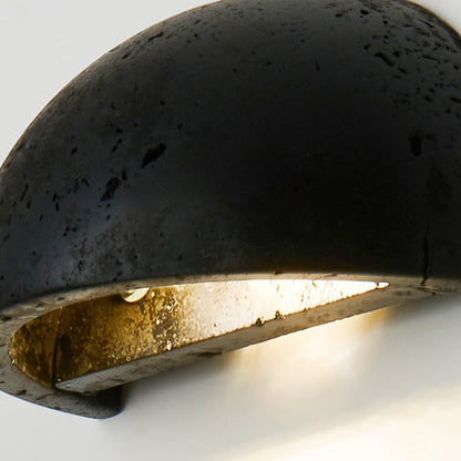 Japanese Semicircle Stone 1-Light Wall Sconce Lamp