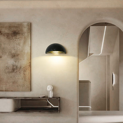 Japanese Semicircle Stone 1-Light Wall Sconce Lamp