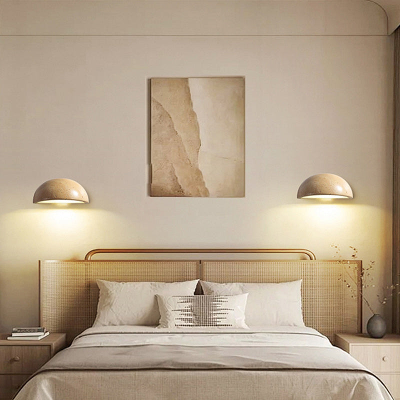 Japanese Semicircle Stone 1-Light Wall Sconce Lamp