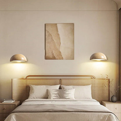 Japanese Semicircle Stone 1-Light Wall Sconce Lamp