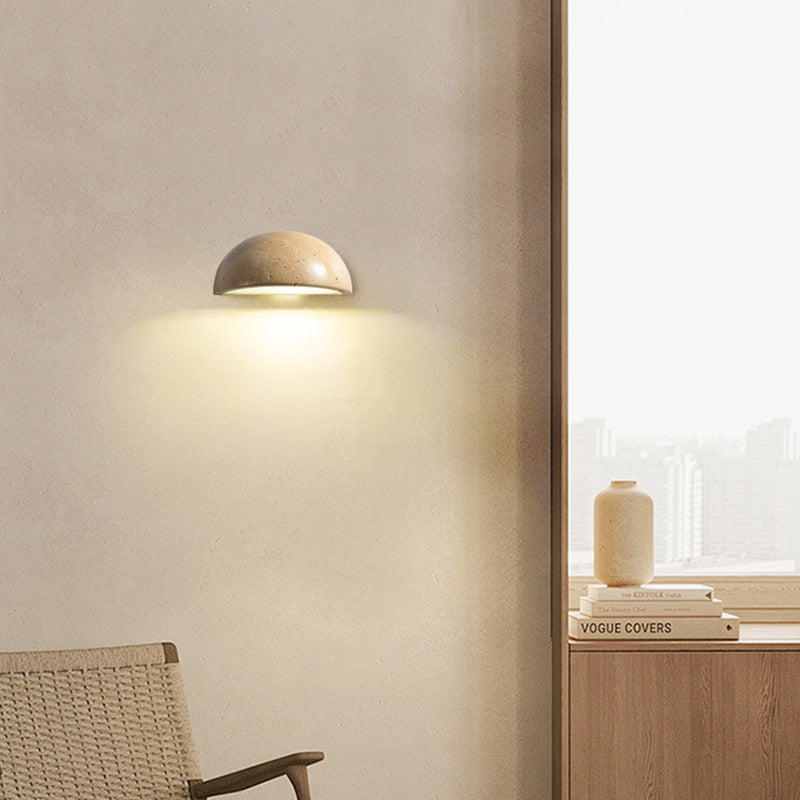 Japanese Semicircle Stone 1-Light Wall Sconce Lamp