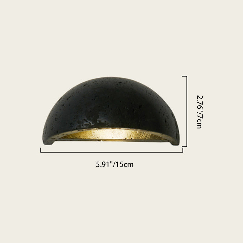 Japanese Semicircle Stone 1-Light Wall Sconce Lamp