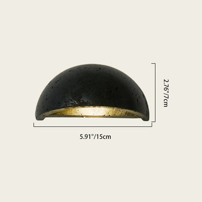 Japanese Semicircle Stone 1-Light Wall Sconce Lamp