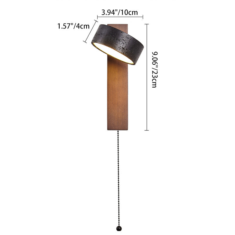 Traditional French Cylinder Wood Stone LED Wall Sconce Lamp