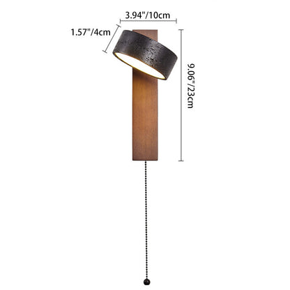 Traditional French Cylinder Wood Stone LED Wall Sconce Lamp
