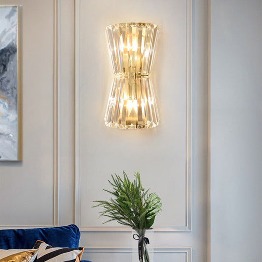 Luxury Cylinder Steel Crystal 2-Light Wall Sconce Lamp