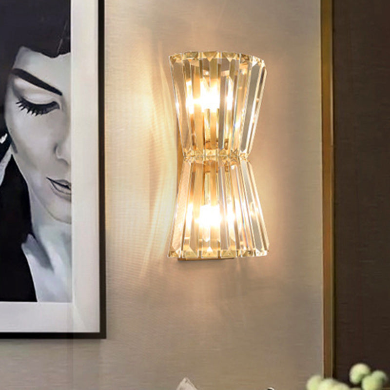 Luxury Cylinder Steel Crystal 2-Light Wall Sconce Lamp
