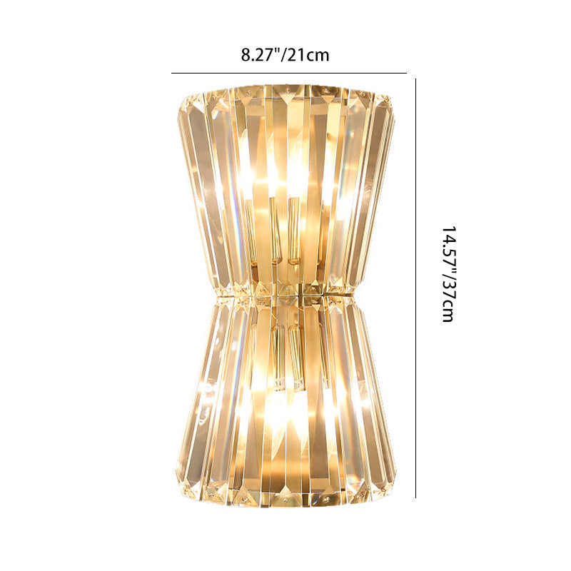 Luxury Cylinder Steel Crystal 2-Light Wall Sconce Lamp