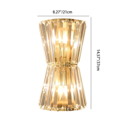 Luxury Cylinder Steel Crystal 2-Light Wall Sconce Lamp