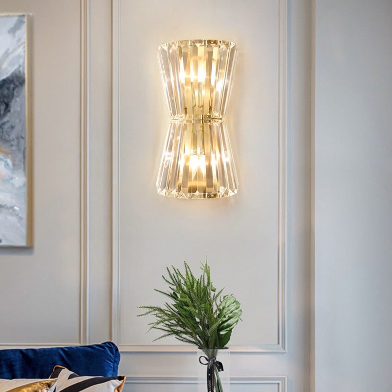 Luxury Cylinder Steel Crystal 2-Light Wall Sconce Lamp