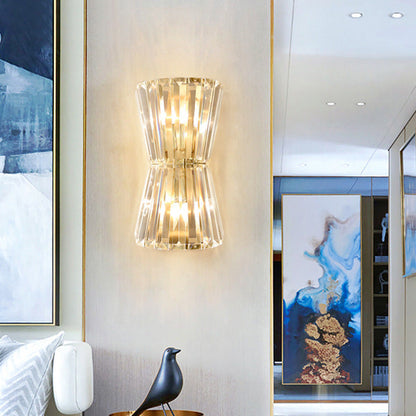 Luxury Cylinder Steel Crystal 2-Light Wall Sconce Lamp