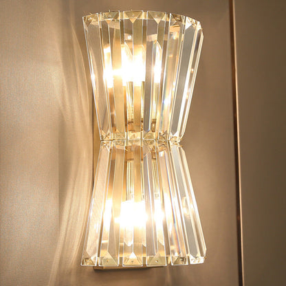 Luxury Cylinder Steel Crystal 2-Light Wall Sconce Lamp