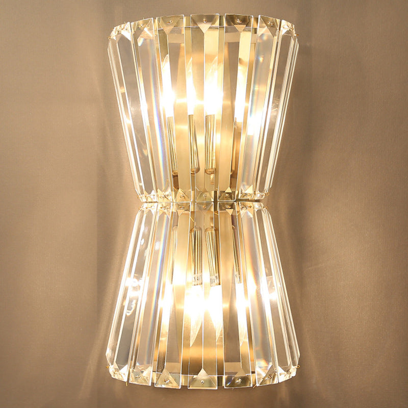 Luxury Cylinder Steel Crystal 2-Light Wall Sconce Lamp