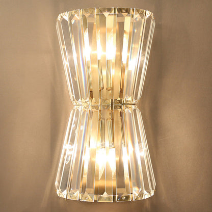 Luxury Cylinder Steel Crystal 2-Light Wall Sconce Lamp