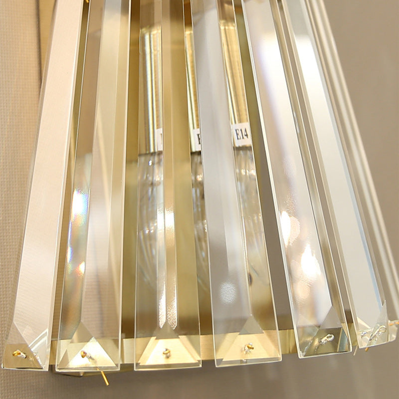 Luxury Cylinder Steel Crystal 2-Light Wall Sconce Lamp