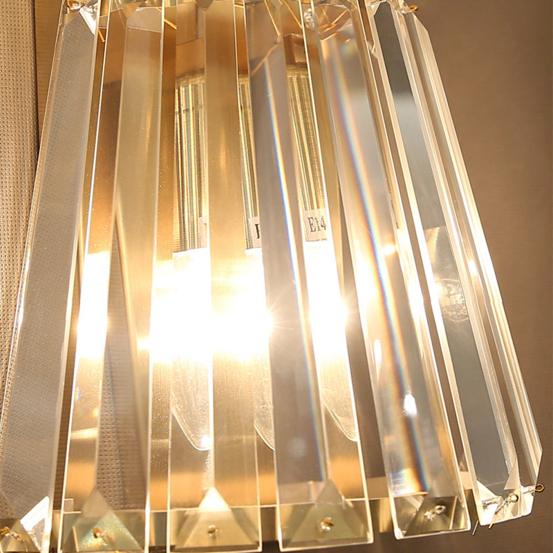 Luxury Cylinder Steel Crystal 2-Light Wall Sconce Lamp