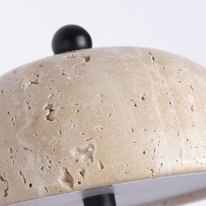 Traditional Japanese Dome Wood Stone LED Wall Sconce Lamp