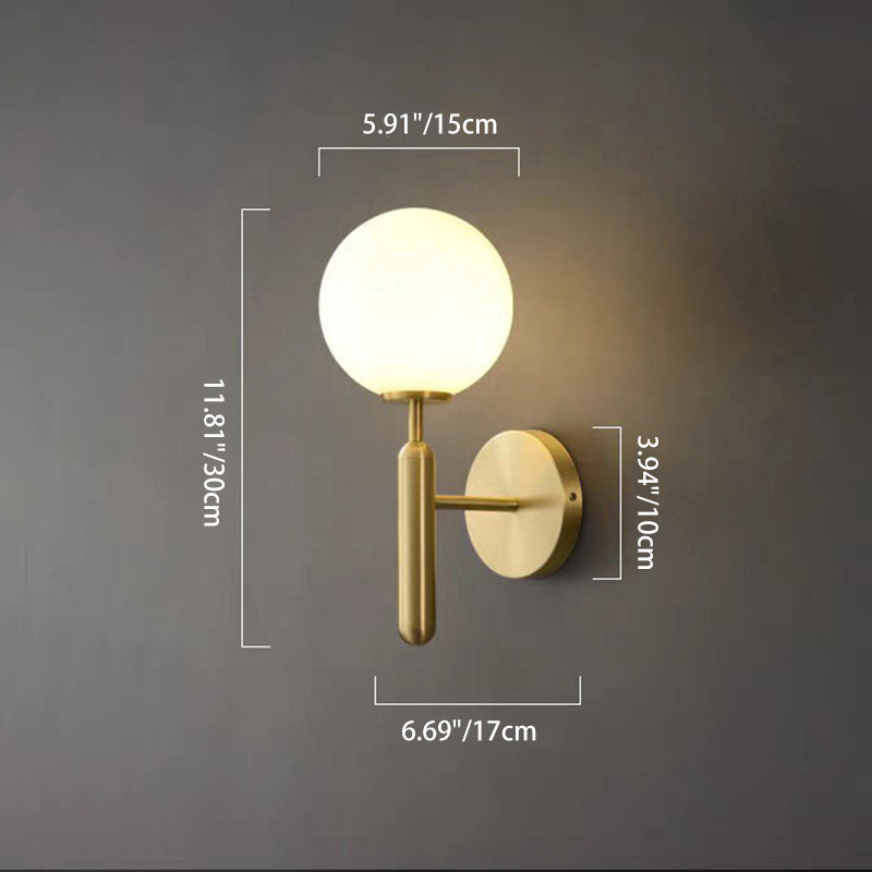 Scandinavian Globe Copper Glass 1-Light Wall Sconce Lamp