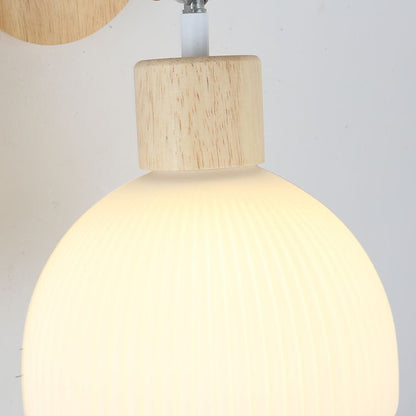 Scandinavian Dome Wood Glass 1-Light Wall Sconce Lamp