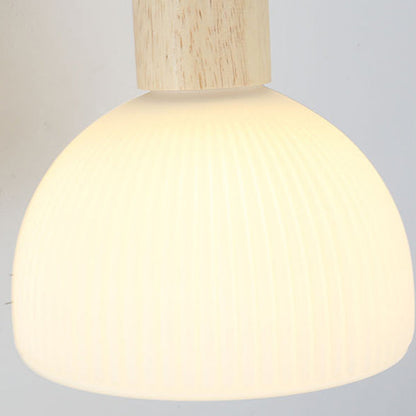 Scandinavian Dome Wood Glass 1-Light Wall Sconce Lamp