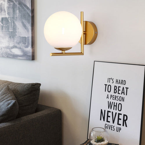 Scandinavian Globe Iron Glass 1-Light Wall Sconce Lamp
