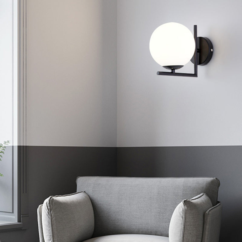 Scandinavian Globe Iron Glass 1-Light Wall Sconce Lamp
