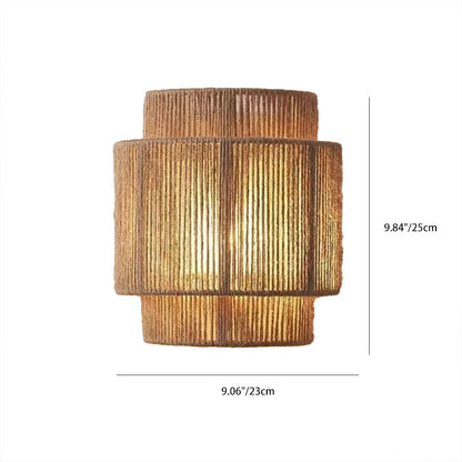 Japanese Cylinder Rattan 1-Light Wall Sconce Lamp