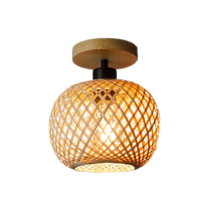 Traditional Wood Bamboo Ceiling Light