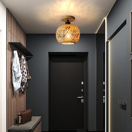 Traditional Wood Bamboo Ceiling Light
