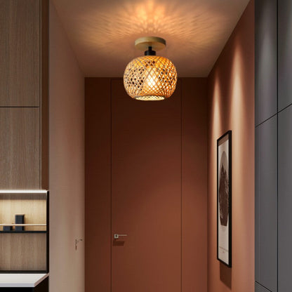 Traditional Wood Bamboo Ceiling Light