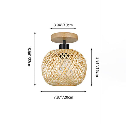 Traditional Wood Bamboo Ceiling Light