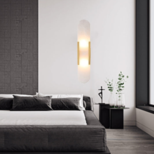 Nordic Oval Iron Stone 2-Light Wall Sconce Lamp