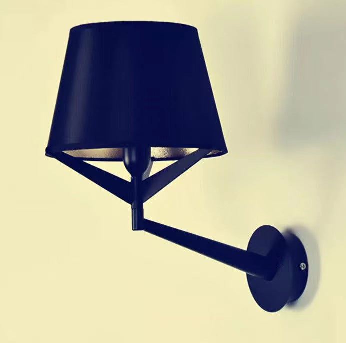 Modern Minimalist Drum Iron Fabric 1-Light Wall Sconce Lamp