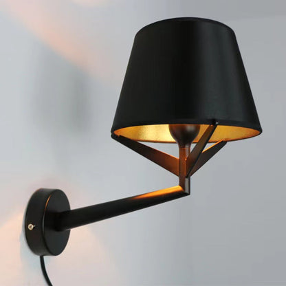 Modern Minimalist Drum Iron Fabric 1-Light Wall Sconce Lamp