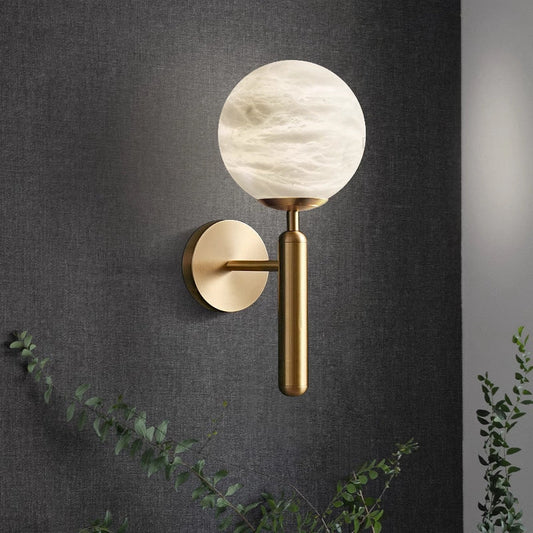 Nordic Globe Iron Stone 1-Light Wall Sconce Lamp