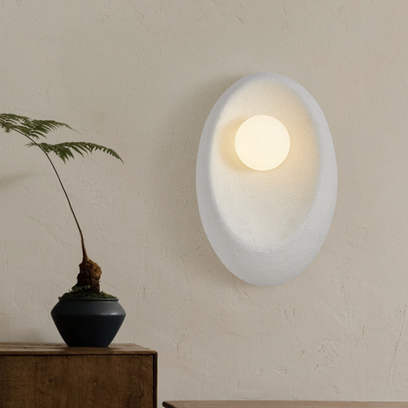 Japanese Oval Plastic Glass 1-Light Wall Sconce Lamp